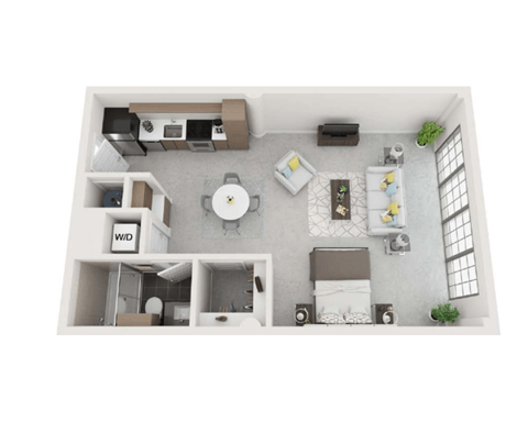 Floor plan for studio, 1 bath, 655 sqft